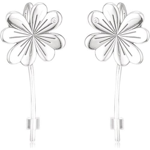 Lucky Four-Leaf Clovers Hanging Earrings 100% 925 Sterling-Silver-Jewelry Free Shipping