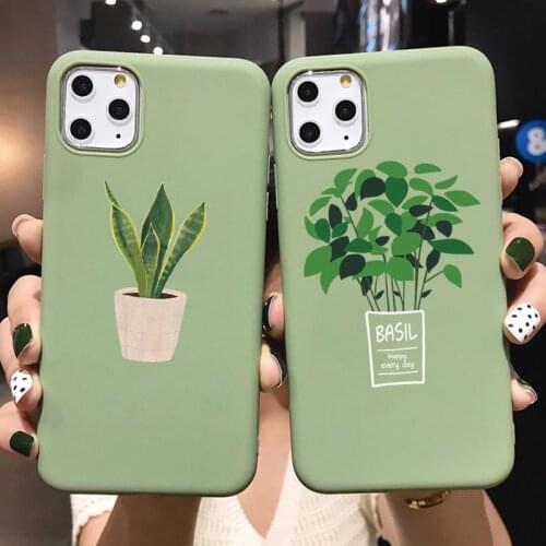 Green Potted Plant Leaf Phone Case For iPhone 12 11 Pro X XS Max XR 10 Cases For iPhone 6 s 7 6S 8 Plus 5 5S SE 2 2020 TPU Cover