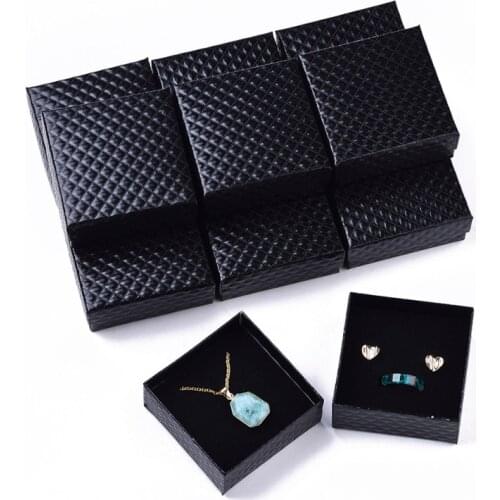 1pcs Square Cardboard Boxes Jewelry Display Storage Packing for Ring Earring Pendant Necklace Gift with Sponge 7x7x3cm