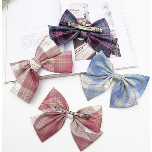 1 pcs Fashion Multicolor Plaid Print Hair Clips Spring Clip Large Bow Hairpin Women Barrettes Girls Hair Styling Tool