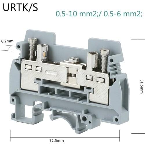 10pcs Phonex Type URTK/S Din Wiring Universal Connector 20-8AWG Thin Modular Current Test Disconnect Screw Terminal Block URTK6S