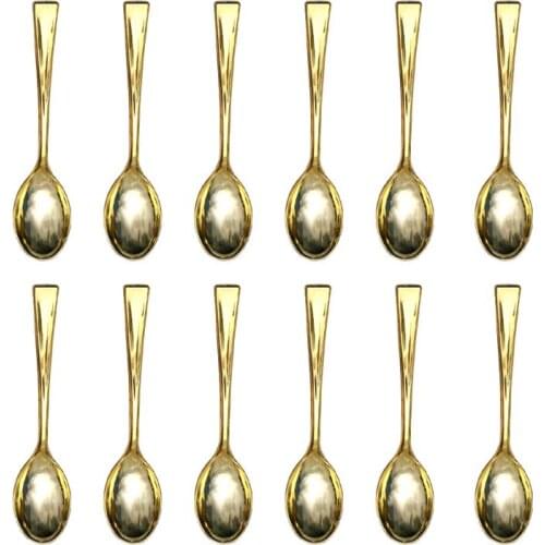 24/72PCS Plastic Disposable Golden Mini Spoon Set Plastic Imitate Metal Flatware For Barbecue Party Picnic