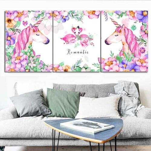 3 Pcs/Set Frameless Flamingo unicorn Diy Digital pictures By Numbers Acrylic Paint Abstract Modern Wall Art Canvas Painting