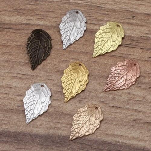 50pcs 10*18mm Gold/Metal Charms Stamping Leaf Earring Charms Pendants DIY Floating Charms for Jewelry Making