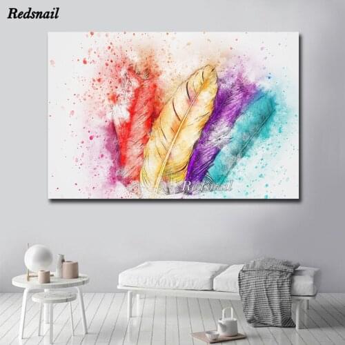 Diy diamond painting Colorful Feather Painting Big Size full square round drill diamond embroidery 5d mosaic rhinestone EE1014