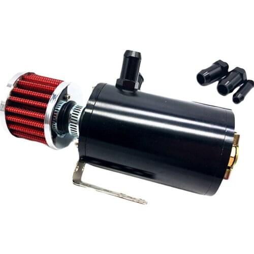 Aluminum 180ml Black Oil Catch Can Reservoir Tank With Breather Filter Baffled