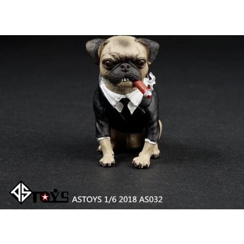 ASTOYS 1/6 2018 AS032 pug Wear a suit Cigar dog Scene props men in black