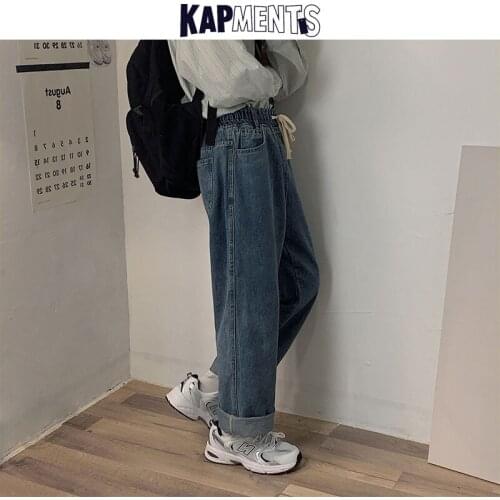 KAPMENTS Men Streetwear Jeans Baggy Harajuku Joggers Pants 2020 Mens Wide Leg Denim Pants Vintage Trousers Man Casual Sweatpants