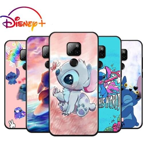 Disney Cute Stitch for Huawei Nova 5i P Smart 2021 2020 Z S Plus Mate 40 RS 30 20 10 Pro Lite 2019 2018 Black Phone Case