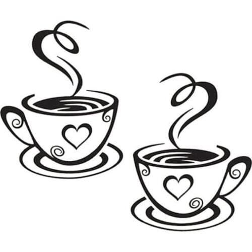 Black Coffee Cups Wall Stickers DIY Art Wall Decal PVC Coffee Pattern Sticker Home Kitchen Cafe Restaurant Decoration wallpaper