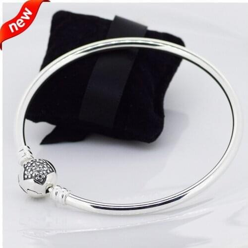 CKK 925 Sterling Silver Moments Silver Star Clasp Bangle Original Jewelry Making Fits For Beads & Charms