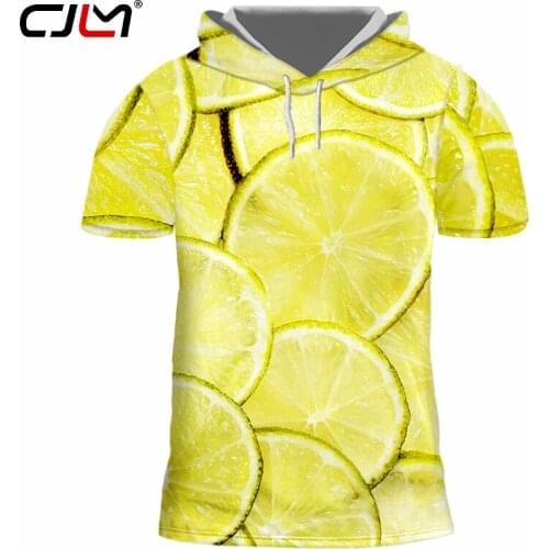 CJLM Mens New Cool Tee Shirt 3D Printed Creative Creative lemon Stitching Clothing Man Spandex Hooded Tshirt Dropshipping