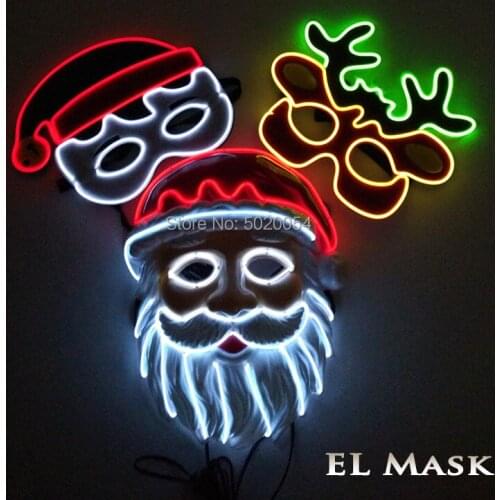 GZYUCHAO EL Cosplay EL Wire Mask Christmas Costume Props Led Mask Family Happy Glowing Mask For Christmas Decoration
