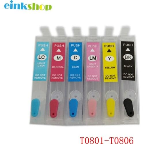 Einkshop T0801-T0806 Refillable Ink Cartridges For Epson P50 RX660 R265 R360 RX560 R285 RX585 RX685 PX700 PX710 PX810printer