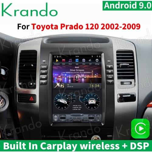 Krando Android 9.0 10.4" Car GPS Navigation DVD Player for Toyota Land Cruiser Prado 120 2002-2009/ Lexus GX470 Tesla Style IPS