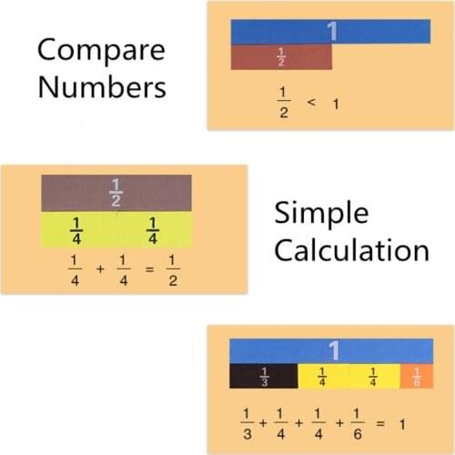 Magnetic Rainbow Fraction Tiles Math Toy Montessori Learning Educational Toys BX0D