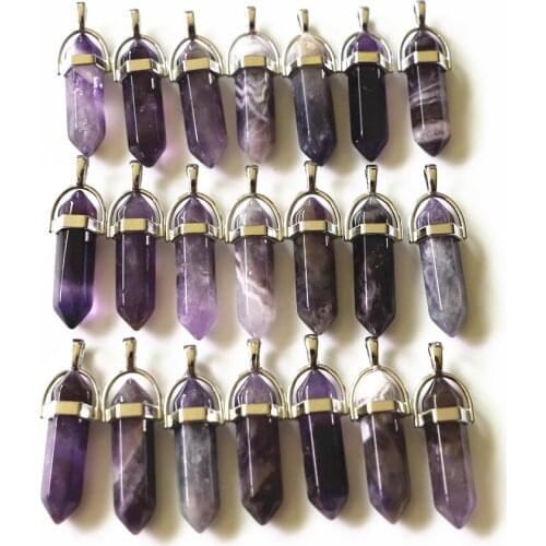 Fahsion bestselling Natural stone Charms Hexagonal healing Reiki Point pendants for jewelry making 25pcs/lot Wholesale free