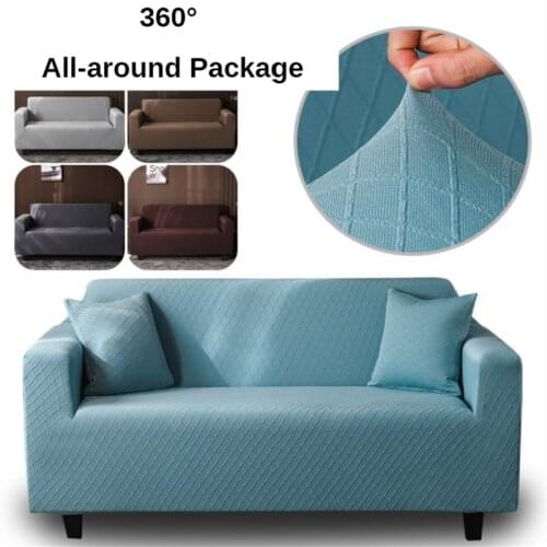 Non-slip sofa cover knitted solid color multifunctional cover single double three four seasons combination sofa cushion cover