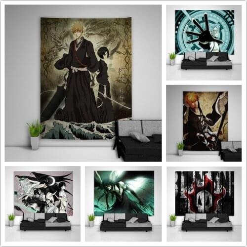 BLEACH Kurosaki Ichigo Ulquiorra Schiffer Tapestry Art Wall Hanging Sofa Table Bed Cover Home Decor Dorm Gift