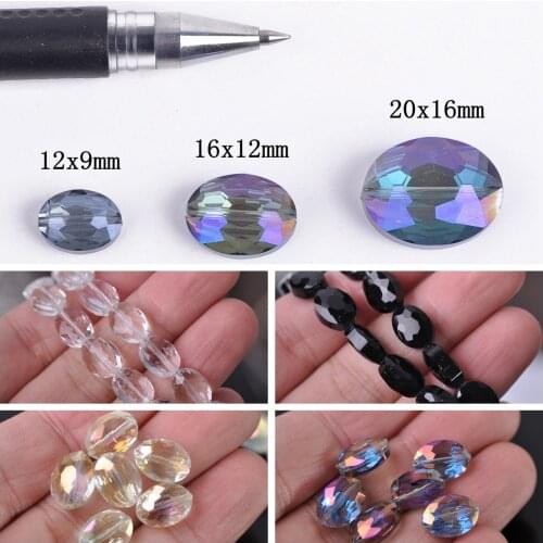 12x9mm 16x12mm 20x16mm Oval Faceted Crystal Glass Loose Beads For Jewelry Making DIY Crafts