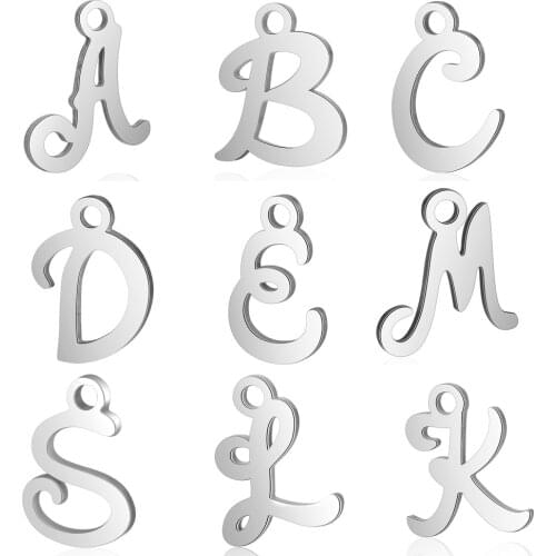 10pcs/lot 100% Stainless Steel Alphabet Charms Laser Cutting Initial A-Z Letter DIY Jewelry Making Finding Charms Wholesale