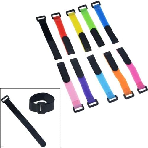 10PCS 2cm * 20cm Self Adhesive Reusable Cable Tie Nylon Fastener Hook and Loop Strap Cord Ties PC TV Organizer 2cm x 20cm