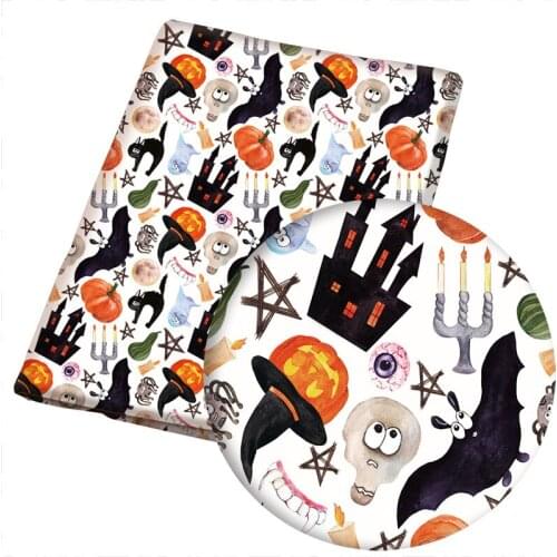 DIY 50 * 140cm Halloween Pattern Polyester Cotton collage printed polyester cotton childrens fabric for sewing dress mask