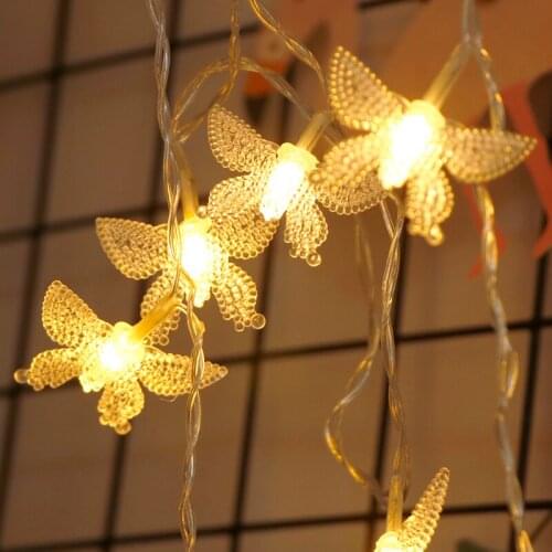 10M 100 leds Butterfly LED Garland Christmas Lights Decoration For Room Creative Fairy Lights Party New Year Holiiday Lights