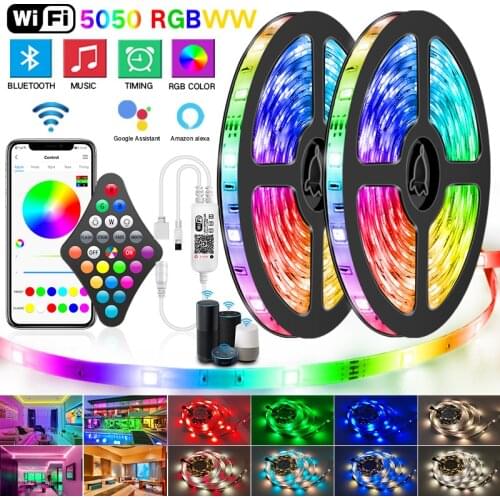WIFI LED Strips Lights Bluetooth Luces Led RGBWW 5050 SMD 2835 RGBWW Warm White Flexible Waterproof Tape Diode DC 12V Control