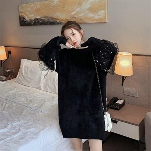 Lazy Style Loose Sweater Pullover Womens Thickened Imitation Mink Velvet Fashion Slimming Outer Wear New Womens Clothing
