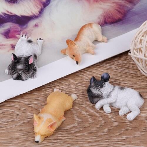 2pcs Japanese Landscape Miniatures Kawaii Resin Corgi Dog Toys Sleepy Series Kids Gift Car Ornament