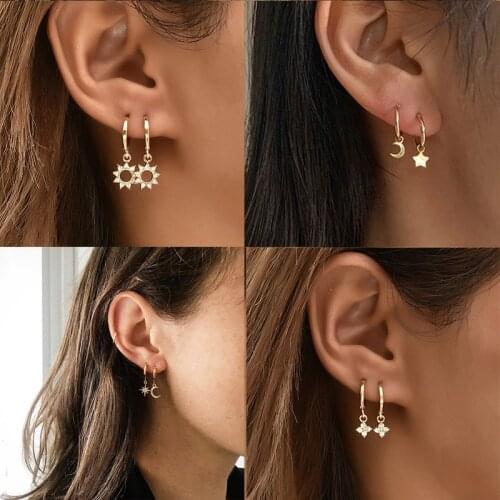YWZIXLN Fashion Bohemian Gold Color Crystal Sun Flower Drop Earring Mascot Ornaments For Women Accessories Wholesale E0178