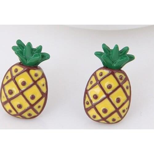 Cute enamel Pineapple Earrings colorful fruit earrings for girl women Fashion Jewelry 2017