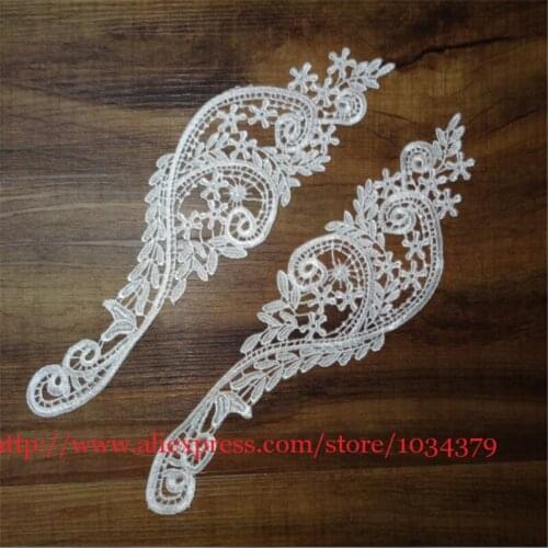 2pair Wedding Headband Hair Accessories Venise Lace Beautiful Ivory Flower Floral Motif Appliques 32X 10cm BD0102
