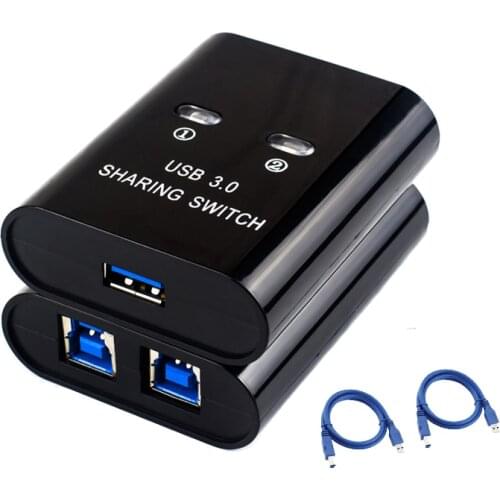 2 Port USB3.0 Switch Printer Splitter 2 In 1 Out Switcher Two Computers Share A usb3.0 Device With Cable
