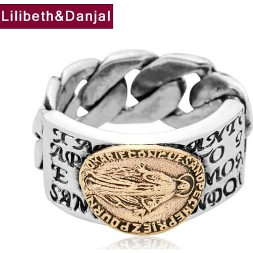 2019 Couple Custom Initial Ring 100% Real 925 Sterling Silver jewelry Men Women Vintage Virgin Mary Cross Letter LOVE Ring R130