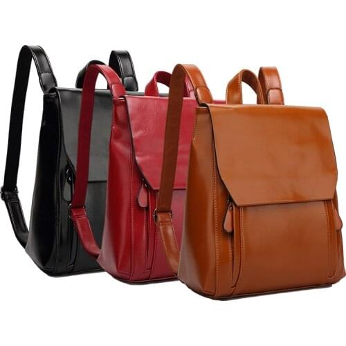 2020 Winter New Fashion Brown Backpack Women First Layer Cowhide Red Backpacks Casual Black Business Travel School Bags Woman