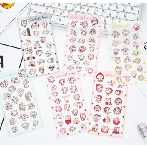 6pcs Cute baby transparent sticker Organizer Calendar Diary Book Planner Scrapbook Decoration Diary Sticker papeleria