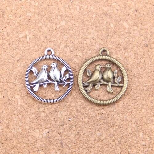 80pcs Charms lover bird 20mm Antique Pendants,Vintage Tibetan Silver Jewelry,DIY for bracelet necklace