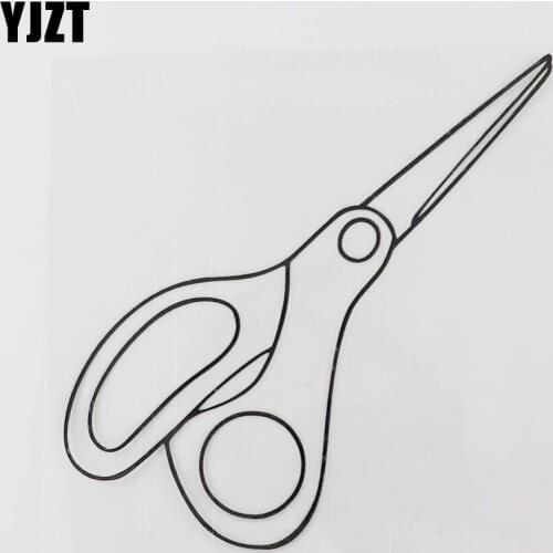 YJZT 13.1CM×13.3CM Scissors Car Sticker Furniture Products Vinyl Decal Black/Silver 13E-0096