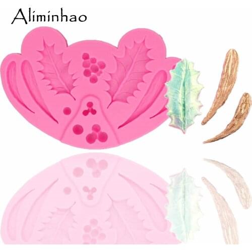 B1287 Holly leaves Sugar Craft Molds DIY silicone mold fondant cake decorating tools chocolate gumpaste mould