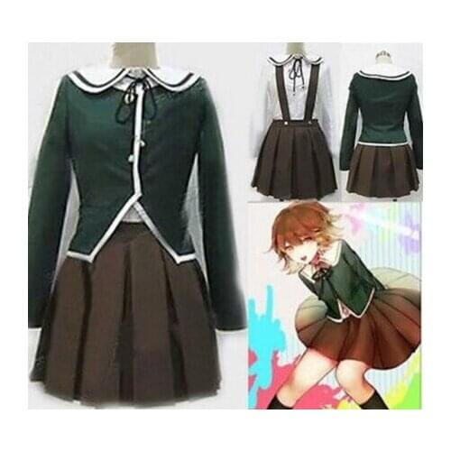 Free shipping Dangan Ronpa Chihiro Fujisaki Uniform Coat Skirt Shirt For Women Girls