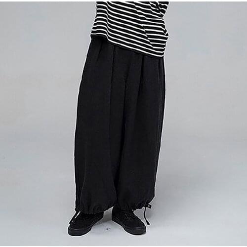 Big men! Casual pants show wide leg pants mop floor super loose large dark mens pants fashion