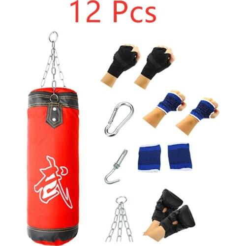 12 Pcs Training Fitness MMA Boxing Punching Bag With Hanger Empty Sport Kick Sandbag Drop Hollow Sand Bag Punch Target Training