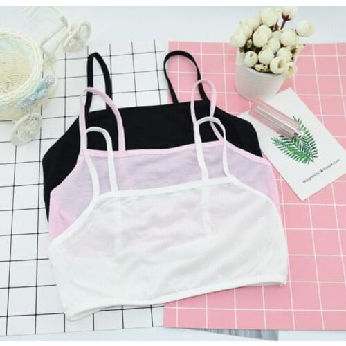 Puberty Teenage Girl Cotton Underwear Student Brassiere Training Bra Solid Color