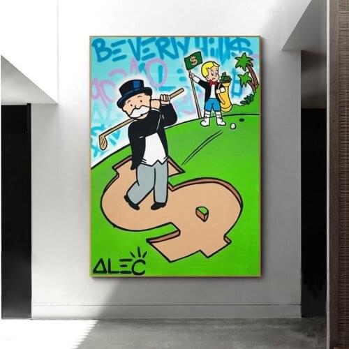 Cartoon Millionaire Monopoly Art Canvas Painting on The Wall Posters and Prints Wall Art Picture for Living Room Home Decor