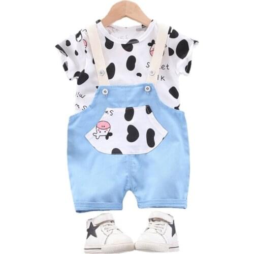 Summer Children Cartoon Clothes Baby Boys Girls Cotton T Shirt Shorts 2Pcs/sets Kids Infant Clothing Toddler Casual Sportswear