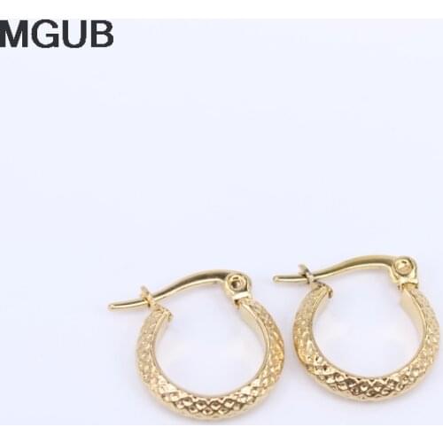 MGUB Six sizes Women Circle Earrings Jewelry Gift Classic Hoop Earrings Gold Color Stainless Steel Earrings Women 2018 New HX34