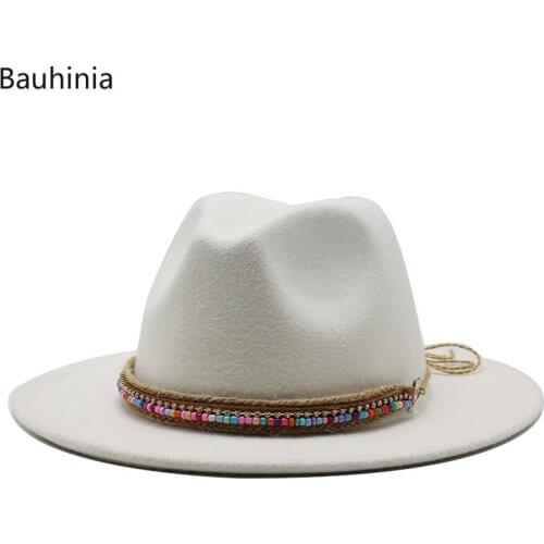 Fashion New Women Men Wool Fedora Hat Gentleman Elegant Lady Chapeau Wide Brim Jazz Church Panama Cap Size 56-58CM/59-61CM