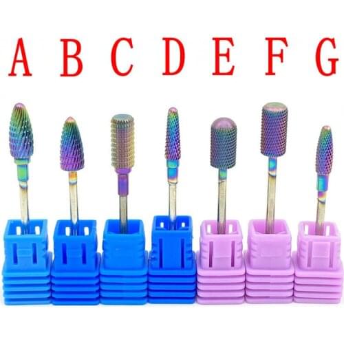 Rainbow Nano Coating Tungsten Carbide Burs Nail Drill Bits for Electric Manicure Drill Dental Tungsten Carbide Burs